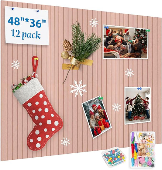 Large Cork Board for Walls, Yunihome 12 Pack 36" x 48" Felt Bulletin Board Wall Tiles for Home Kitchen School Office Wall Decor with Assorted Colors DIY Decorative Push Pins Sets