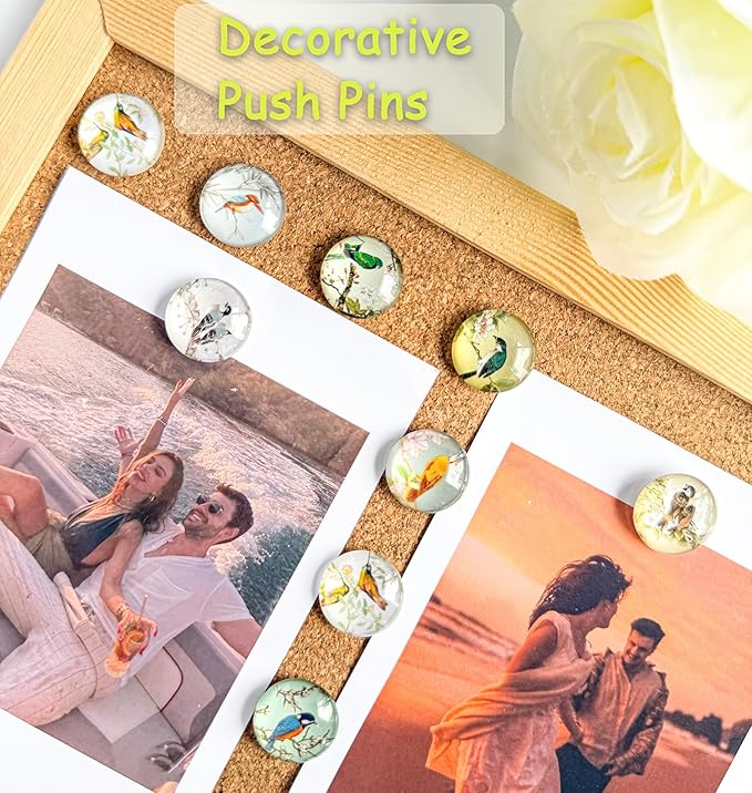 24Pcs Bird Decorative Pins and Tacks, Thumb Tacks for Bulletin Board,Cork Board Thumbtacks,Pin Board for Cork Board,Office Decor,or Home Décor