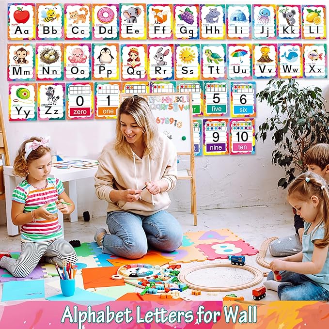 Alphabet Letters for Wall - ABC Alphabet Poster Classroom Wall Alphabet Alphabet Wall Chart Kindergarten Elementary Classroom Wall Decor Daycare Homeschool Supplies (Write Badly)