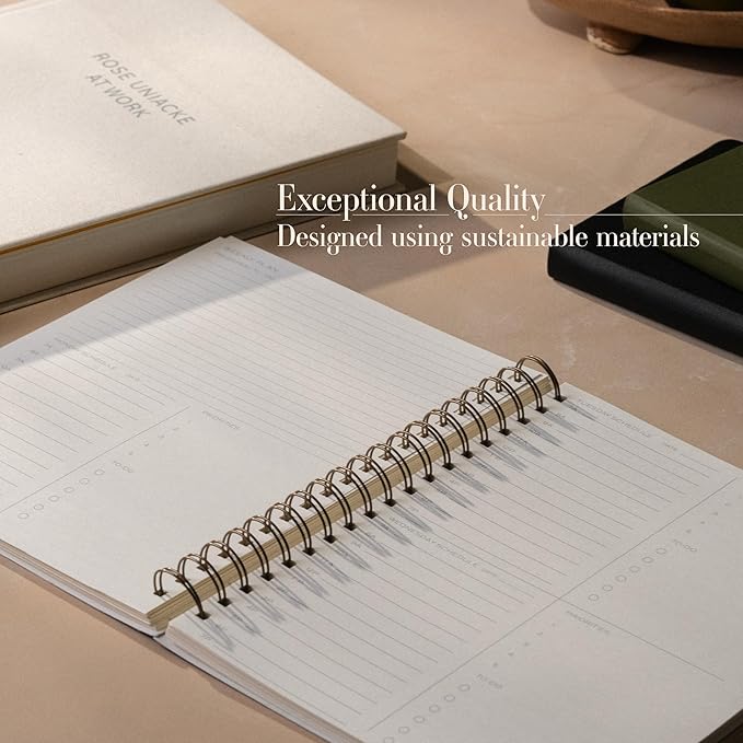 Anecdote Planner 2026 (8.5" x 10") Daily Planner Weekly Monthly Planner - 52 Weeks w/Library Buckram Cover, Brass Spiral - A4 Size Bleed-Resistant Paper – Ink Blue