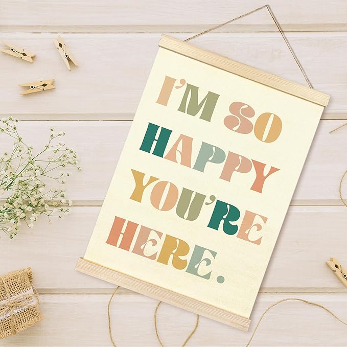TAEDIN Boho Classroom Wall Art Poster Hanger Frame - Colorful Nursery Wall Art with Wood Frames, Inspirational Wall Hanging Decor for Baby Kids Room School Home Bedroom, 12x16 Inches