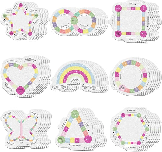 72 Pcs Anxiety Sensory Stickers Strips Adhesive Textured Mental Health Calm Stickers Mindfulness Fidget Decals Stress Anxiety Relief Items for Therapy Office Desk Counselor(Pink Breathe)