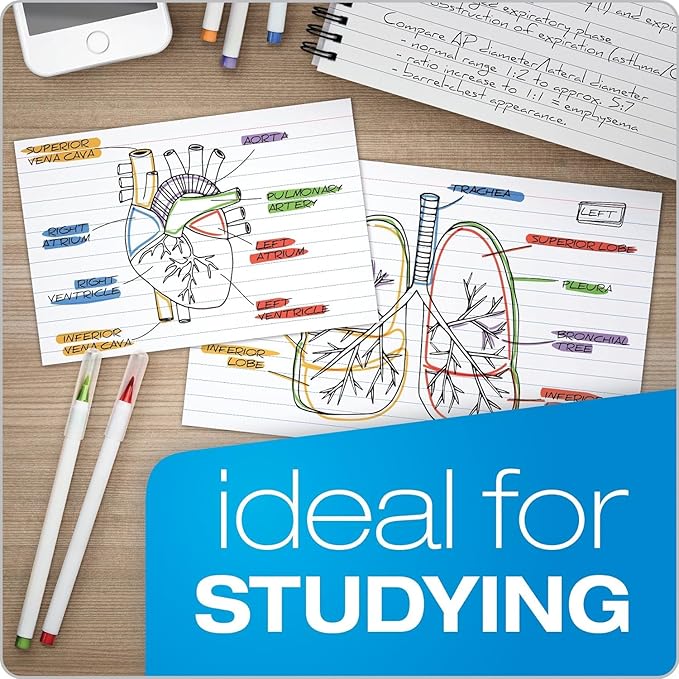 Oxford Ruled Index Cards with Reusable Storage Tray, 3” x 5”, Flashcards for School and Studying, Recipes, Note Cards, 10 Packs, 1,800 Total (73168)