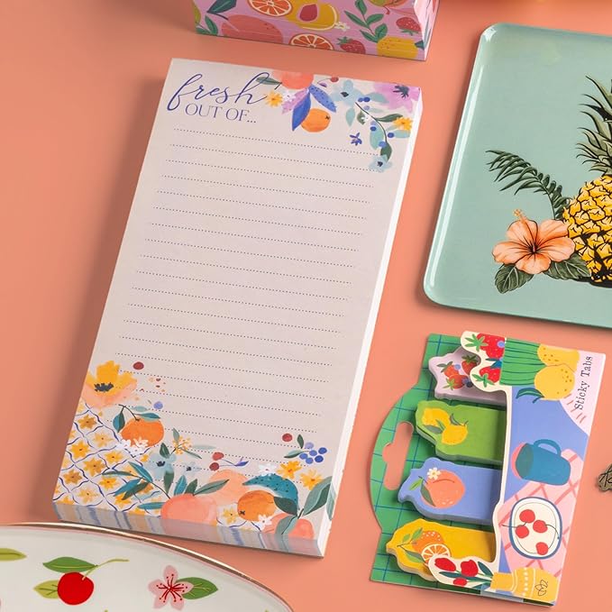 Karma, Large Magnetic Notepads, Notepads for Grocery List, Shopping List, To-Do List, Reminders, Strong Magnetic Back, Memo Notepad 100 Sheets Per Pad, Cute Colorful Designs - Mushrooms