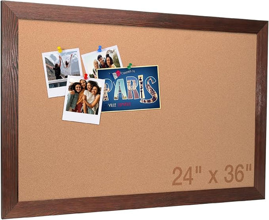 Excello Global Products 24" x 36" Rustic Wood Frame Corkboard