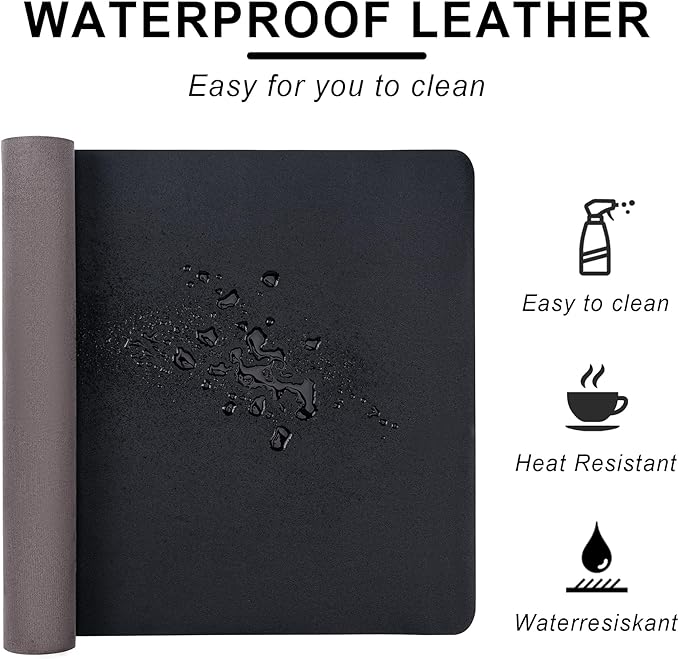 Leather Desk Pad Protector,Non-Slip Desk Pad,on-Slip PU Leather Large Mouse Pad,Easy Clean Desk Protecor Mat,Writing Pad for Office Work/Home/Decor(Brown, 23.6" x 13.7")