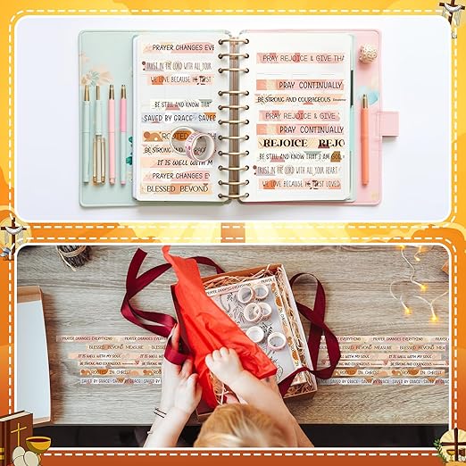 Janlaugh 24 Rolls Christian Washi Tape for Bible Journaling Gifts Bulk Religious Inspirational Scripture Supplies Boho Bible Verse Washi Tape for Study Crafting Valentine's Day DIY Gifts