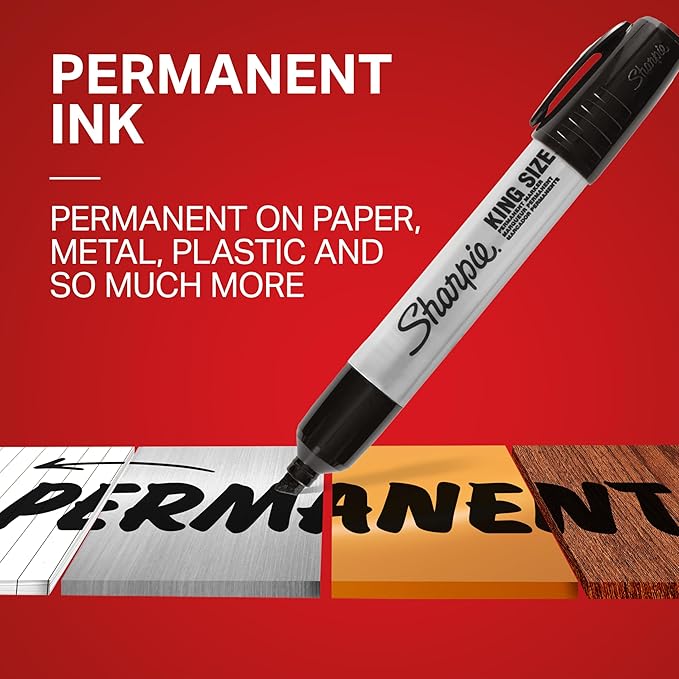 Sharpie King Size Permanent Marker Large Chisel Tip Great for Poster Boards Black 4 Count