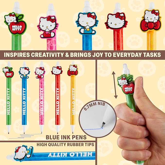 Get Trend Hello Kitty 5pcs Erasable Gel Ink Pens Cute Writing Pens for Kids Fun Stationery Set Kawaii Journaling Supplies Gift Set Cool Pen Gifts for Kids (Hello Kitty)