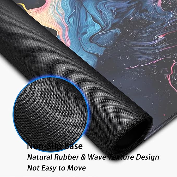 Colorful Abstract Art Desk Pad Mouse Pad,Large XL Mouse Mat with Stitched Edges,Non-Slip Rubber Base Mousepad for Office PC Keyboard Laptop and Home Work Desk Mat(31.5X11.8 in)