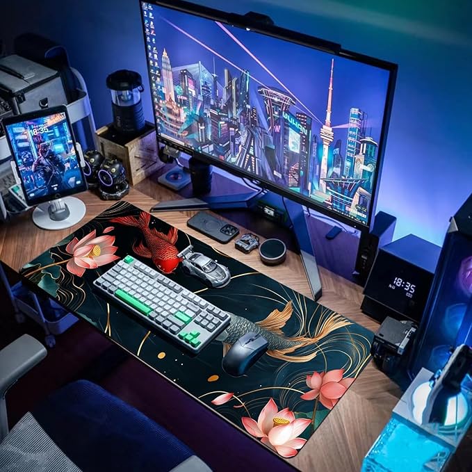Gaming Mouse Pad Desk Pad XL Large Mouse Mat Keyboard Mat Office Desk Decor AccessoriesKeyboard Mat Office Desk Decor Accessories (Koi)