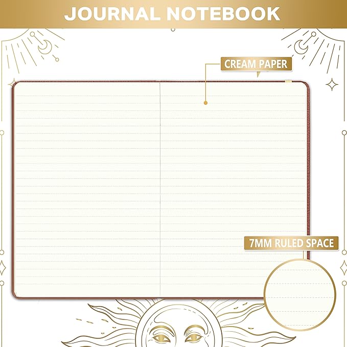 Artfan Ruled Notebook/Journal – Premium Thick Paper Faux Leather Classic Writing Notebook with Pocket + Page Dividers Gifts, Banded, Large, 144 Pages, Hard Cover, Lined (5.8''x 8.4'') - Brown