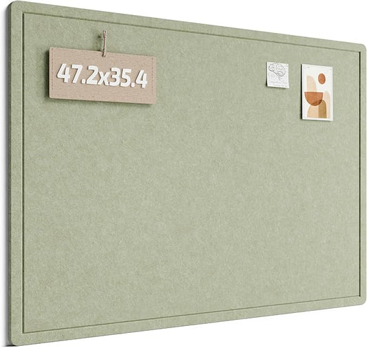 Fluxynara Large Bulletin Board, 47.2" x 35.4" Cork Board Alternative with 24 Safe Removable Adhesive Tabs, Foldable Felt Pin Board for Home Office, Classroom, Bedroom,Entryway for Walls— Sage