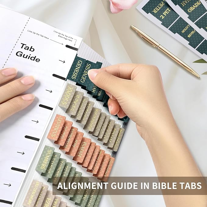 Bible Tabs for Women & Men, Laminated Bible Tabs for Study Bible, Large Print Neutral Bible Tabs for Easy Navigation, Bible Index Tabs, 66 Tabs Old & New Testament, Extra 9 Blank Tabs - Starry