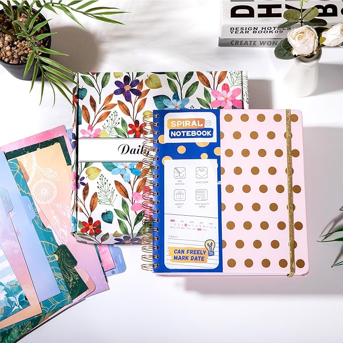 FLYING EAGLE Undated Work Planner Aesthetic Meeting Notebook for Work, Meeting Notes with Dividers Perfect Square Notebook for Women, Pink