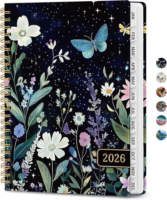 2026 Planner, Weekly and Monthly Planner for Women, January 2026 to December 2026, Pretty Hardcover 2026 Calendar Planner Book with Tabs, Inner Pocket, Spiral Bound, Perfect Office Home School Supplies -6.3" x 8.5", Celestial