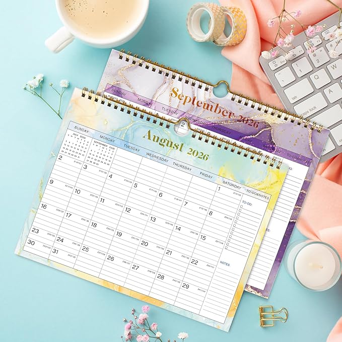 2026 Wall Calendar - 12 Monthly Calendar 2026, January 2026 - December 2026,11.5" x 14.8", 2026 Calendar with Twin-Wire Binding, Hanging Hook, Blocks and Julian Dates (Wall Calendar Purple)