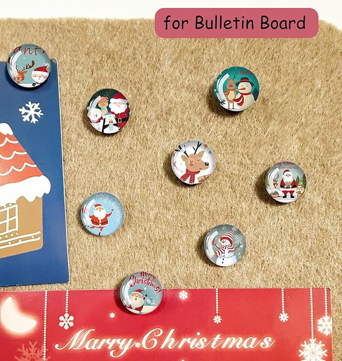 Push Pins for Cork Board-24pcs Decorative Push Pins with Case, Cute Thumb Tacks and Pushpins for Bulletin Board,Thumbtacks for Cork Boards, Office Organization, Christmas and Home Décor