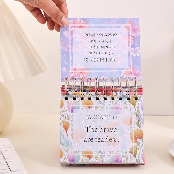 Bright Every Day Daily Flip Calendar with Inspirational Quotes - Motivational Perpetual Recycle Calendar Desk Office Home Decor for Women, Gifts Desk Accessories for Girls Positive Affirmations