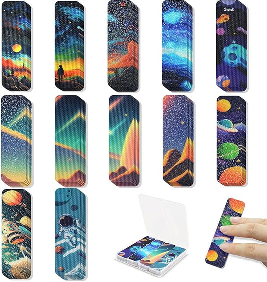48 Pieces Anxiety Sensory Stickers with Storage Box - Sensory Strips 2 Textured Surface Adhesives Fidget Strips for Office & Classroom Desk Relieve Adult & Teen Stress (Starry Sky Style)