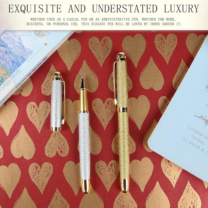 Rollerball Liquid Ink Pens,Best Luxury Ball Pen Gift Set for Women,Black Ink Fancy Pen Refillable for Executive Office,Professional,pretty pens,cool pens,Nice cute Designer Pens(Purple)