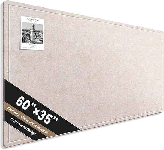 Large Bulletin Board, 60 X 35 Inches Felt Cork Board with 40 Pushpins, Foldable Felt Notice Pin Board Photo Display Board with Self-Adhesive Tape for Office Home School