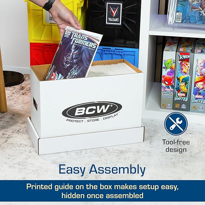 BCW Short Comic Storage Box - 2 Pack | Holds 150-175 Current/Silver Age Comics | Stackable, Durable 200 lb. Strength