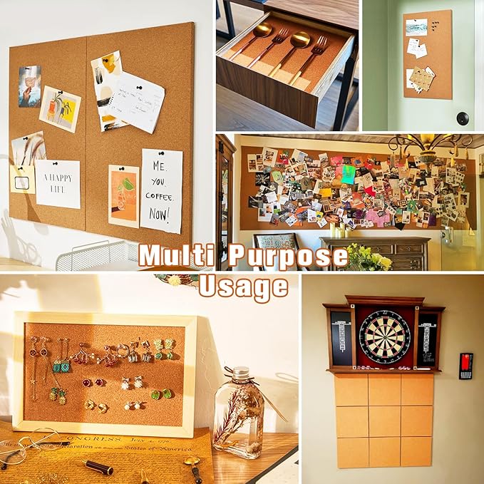 Cork Board Roll 48" x 24", 1/4" Thick Non-Adhesive Decorative Large Corkboard Bulletin Board Sheet for Walls/Office, ZHIDIAN 2' x 4' Premium Frameless Natural Cork Board for DIY Projects
