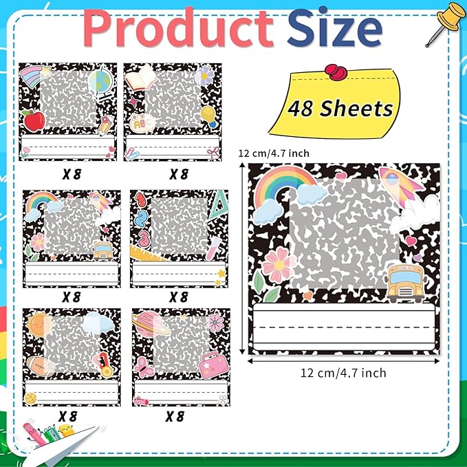 Starboling Black Name Tags,48 Pcs Adhesive Desk Nameplates,for Classroom Student School Supplies
