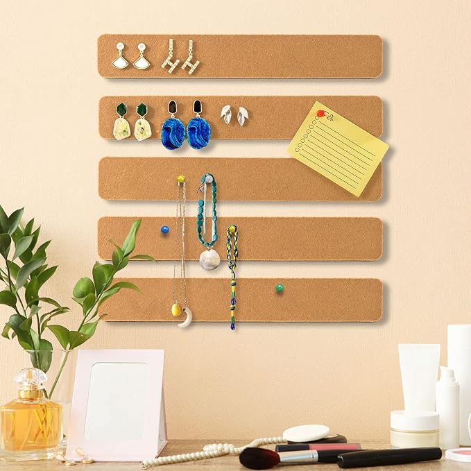 8Pcs Bulletin Board Strips, Self-Adhesive Felt Pin Board Bar Strips with 50 Pushpins, No Damage for Wall, Felt Cork Board Strips for Paste Notes, Photos, Schedules as Classroom Office Home Decor