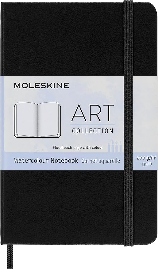Moleskine Art Watercolor Notebook, Hard Cover, Pocket (3.5" x 5.5") Plain/Blank, Black, 60 Pages