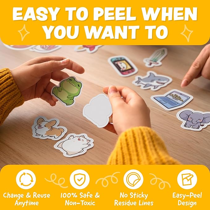 Cute Stickers for Kids - Kawaii Water Bottle Stickers for Teens - 108pc Sticker Pack - Waterproof Vinyl Stickers for Water Bottles, Scrapbook, Laptops - Valentine Stickers for Kids Classroom, Gifts
