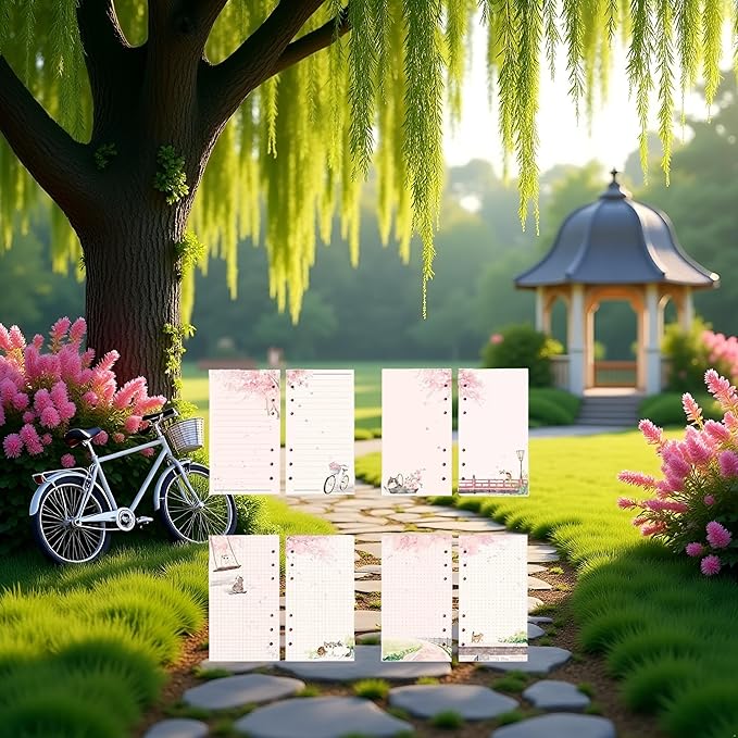 A6 Pink Refill Paper,80 Sheets Loose Leaf Inserts Paper Notebook Binder Line Pages,6 Hole Refill Notebook Blank for 6 Ring Refillable Binder Planner Journal