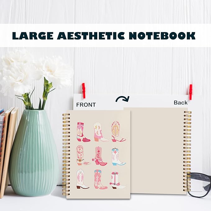 BearCake Western Cowgirl Notebook,Cowgirl Western Gifts for Women,Cute Spiral Journal Notebooks for Women Girls ,Western Office Supplies, Western Stuff for Women,Preppy Pink Notebook,Cowgirl Stuff, 5.5x8.3
