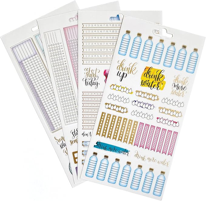 Paper House Productions Planner Sticker Pack of 4 Sticker Sheets for Planners, Journaling and Crafting - Personal Habit Trackers