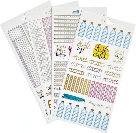 Paper House Productions Planner Sticker Pack of 4 Sticker Sheets for Planners, Journaling and Crafting - Personal Habit Trackers