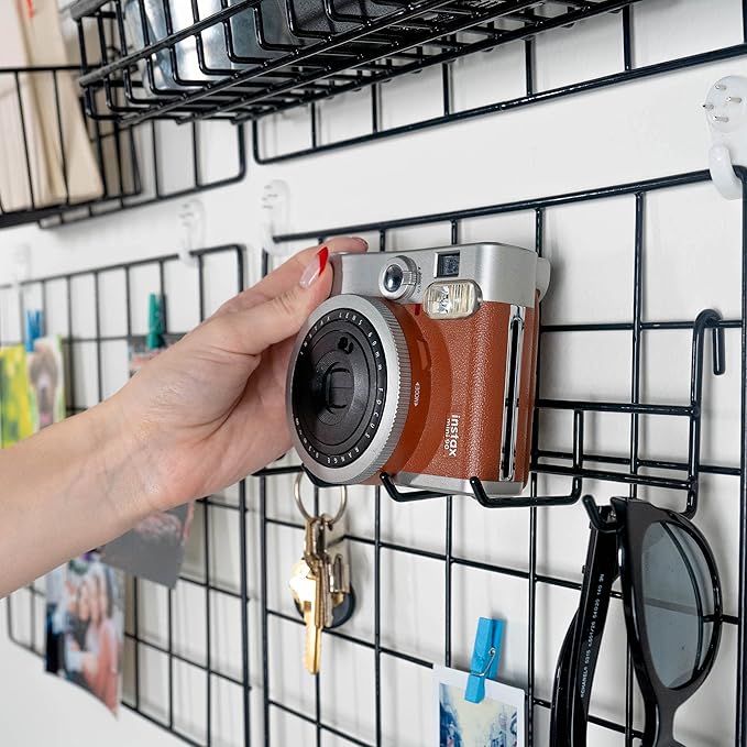 ODOXIA Hanging Baskets & Hooks Rack | Wall Grid Accessories for Wire Wall Grid Panel | Grid Panel Accessories | Wire Wall Baskets & Hanging Hooks