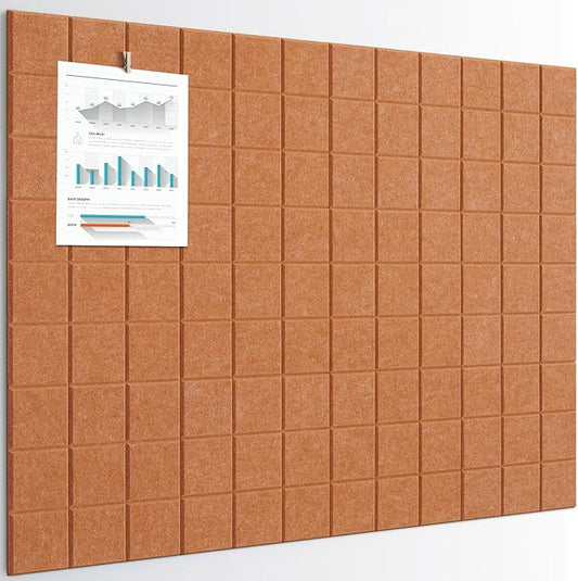 Large Cork Board, 12 Pack Felt Wall Tiles with Safe Removable Adhesive, Bulletin Board for Office, Pin Tack Corkboard for Quilting Design & Dart Wall Protector 48" x 36" - Goldenrod