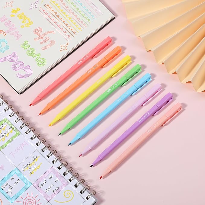 Mr. Pen- Highlighters, 8 Pack, Fine Tip, Pastel Colors, Cute Highlighters