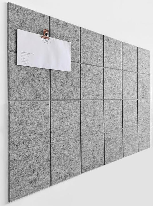 Cork Board 24 x36 Alternative - 6 Pack Felt Wall Tiles with Safe Removable Adhesive Tabs, Cork Boards for Home Walls Office Pin Board Tack Board Cork Board - Gray Marble