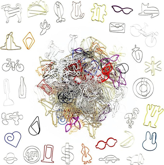 150 Pcs Mixed Cute Paper Clips, Assorted Colors Bookmark Paperclips, Fun Office Supplies Gifts for Students, Kids, Teachers (Random Shaped)