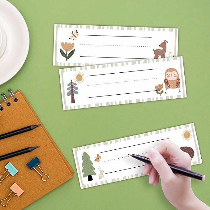 Jungle Animals Self-Adhesive Student Name Tags -Woodland Animals Name Plate Stickers for Teens -45 Pcs Funny Multipurpose Name Label Favors & Supplies for Classroom Desks Bulletin Boards School -A04
