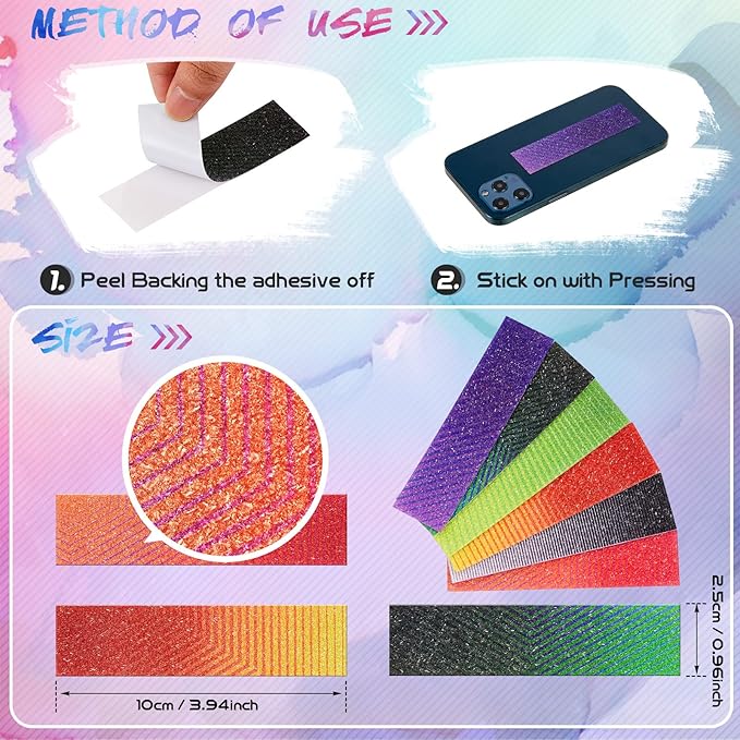 36 Pcs Anxiety Sensory Stickers Strips Adhesive Textured Mental Health Calm Stickers Mindfulness Fidget Decals Stress Anxiety Relief Items for Therapy Office Desk(Color Luminous)