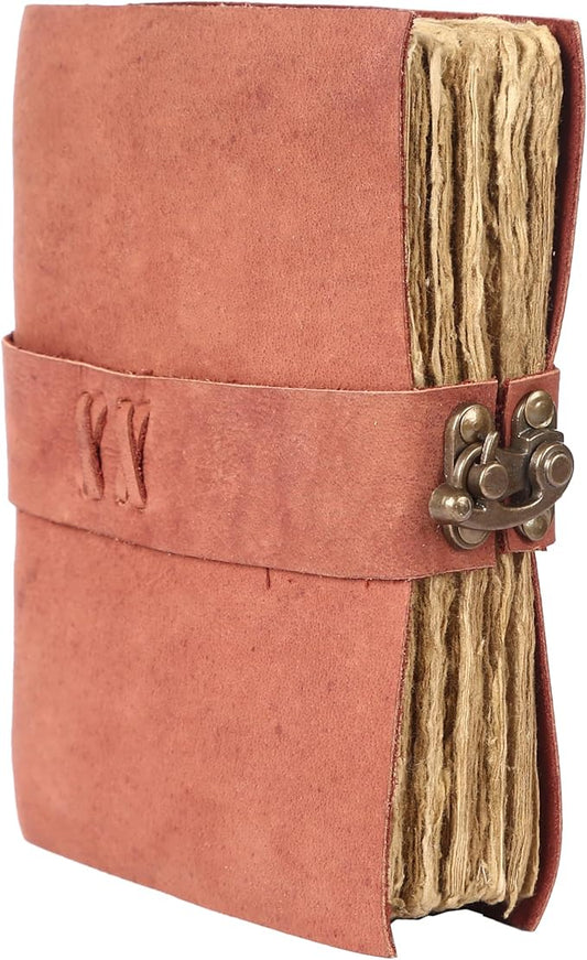 Vintage Leather Journal Handmade Buffalo Deckle Edge Paper – Leather Bound Journal for Women Men Vintage C-Lock Closure Ideal for Writing & Travel for Artists