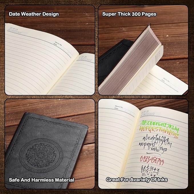 2026 Leather Vintage Journal Notebook,300 Pages,Leather Softcover Lined Journal Notebooks for Women Men,Notebook Journals for Writing Travel,Business,Office,5.7'' X 8.3'',Black