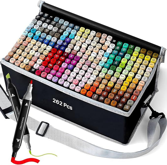 Alcohol Markers 262 Colors with Base Dual Tip Art Drawing Markers for Anime Sketch Illustrations - Refillable