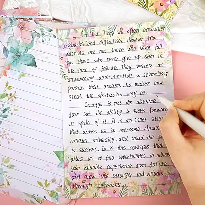 160PCS Stationary Paper and Envelopes Set, 10 Different Style Floral Themed Writing Paper Stationery Set (50 stationery paper + 50 envelopes+60 Sticker)