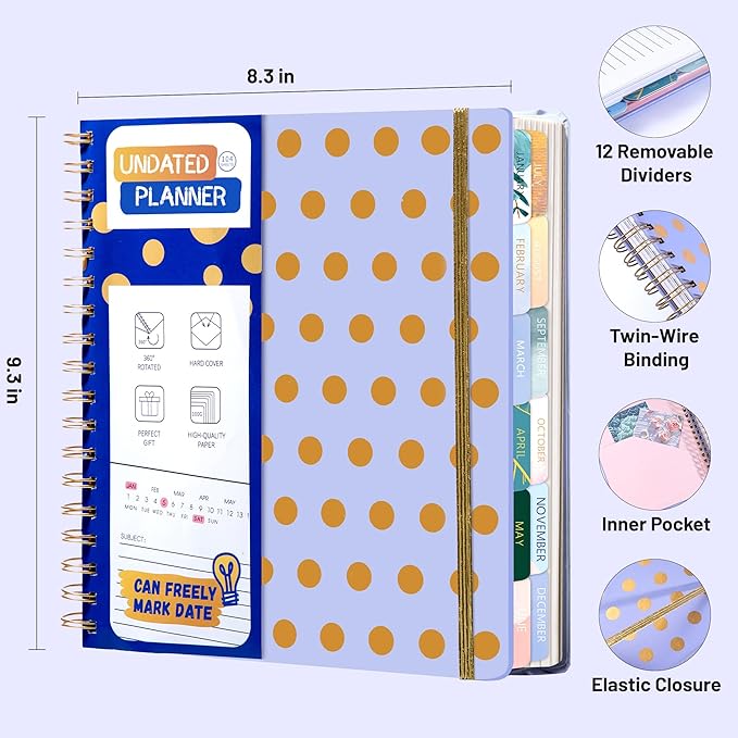 FLYING EAGLE Undated Work Planner Aesthetic Meeting Notebook for Work, Meeting Notes with Dividers Perfect Square Notebook for Women, Violet