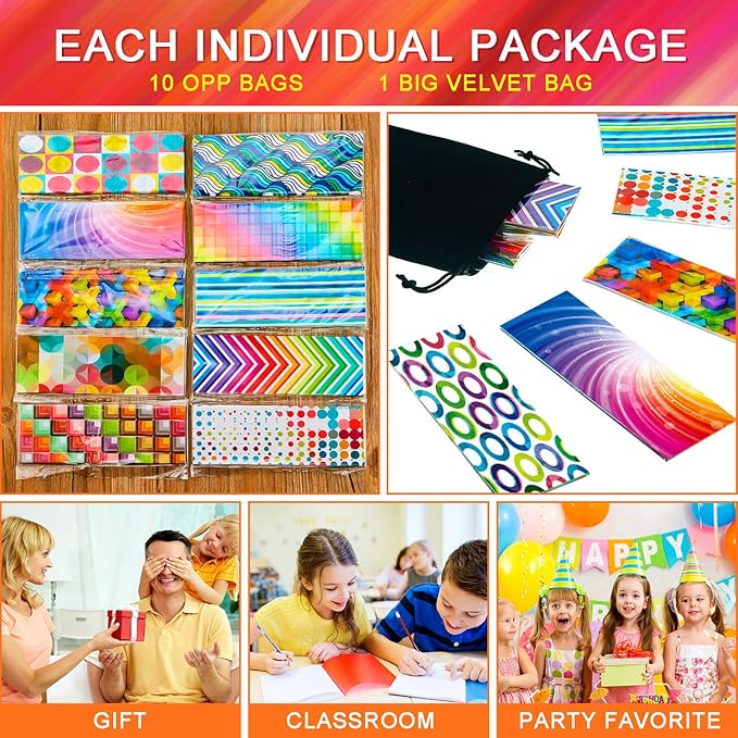 Laminated Book Markers Optical Bookmarks Reading Creative Colored Bookmarks for Teacher Student Kids Classroom School Office Stationery Supply(100 Pieces)