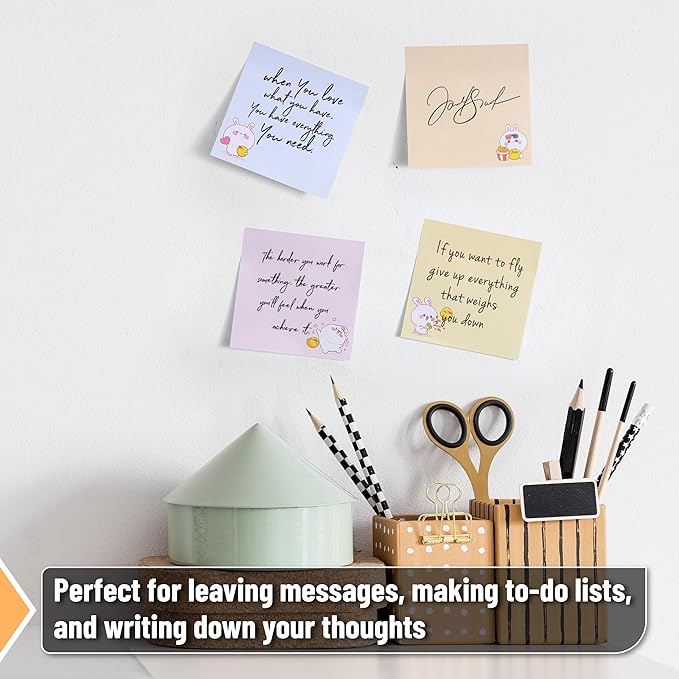 Mr. Pen- Sticky Notes, 3”x3”, 8 Pads, 400 Sheets, Cute Rabbit Sticky Notes